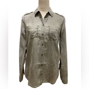Express Women Olive Green Boyfriend Shirt Size XS